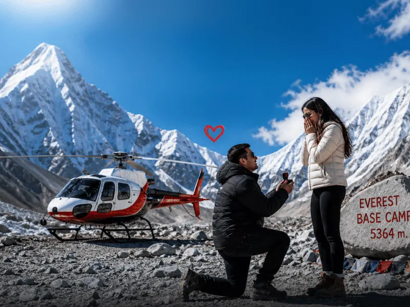 Everest Wedding Proposal Helicopter Tour | Helicopter tour package in Everest Region