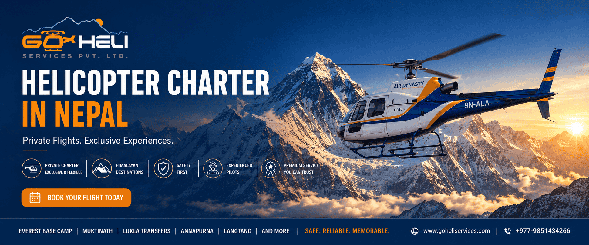 helicopter charter nepal go heli services banner